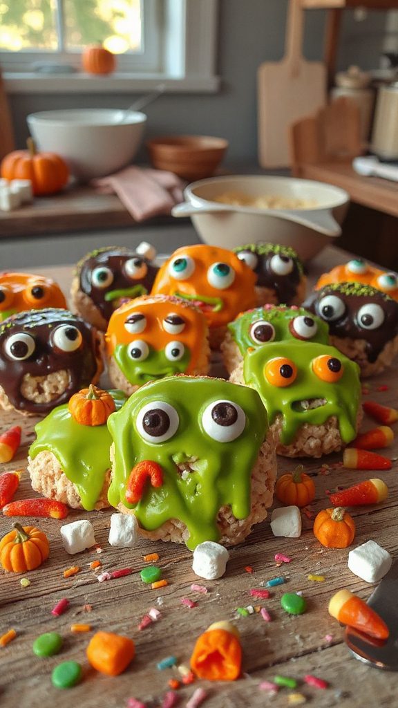colorful halloween rice treats