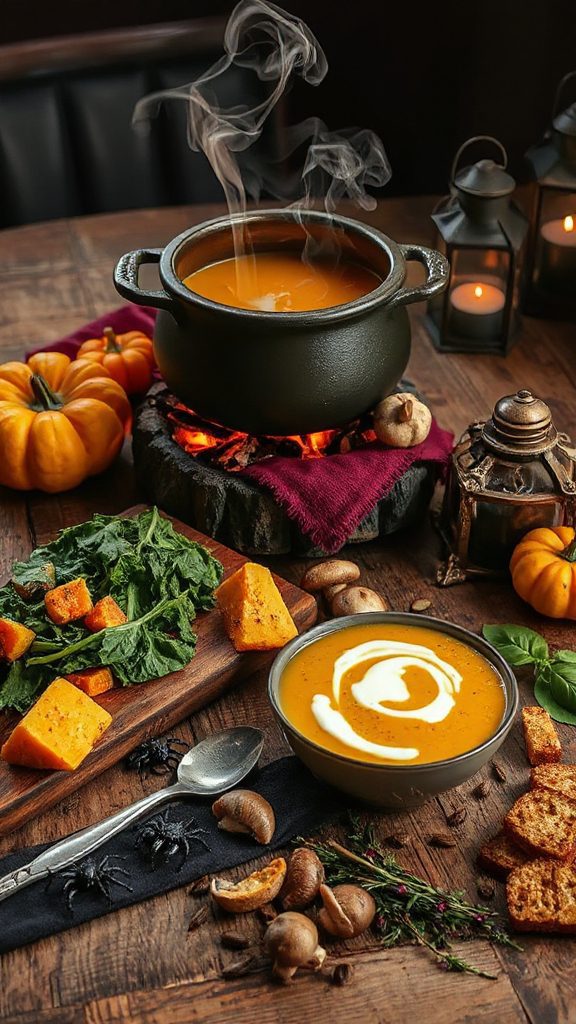 colorful halloween vegetable soup