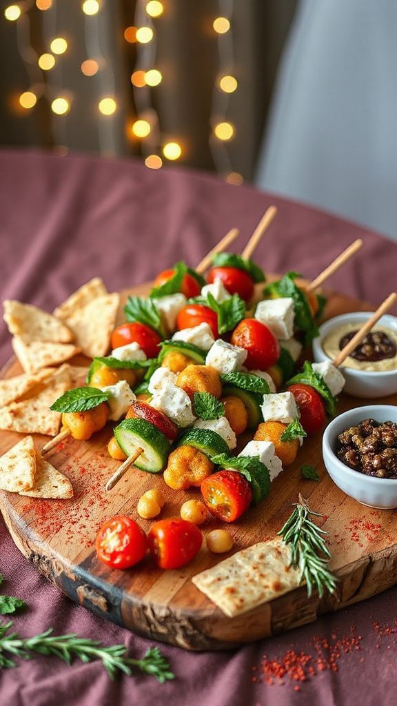 colorful mediterranean salad skewers
