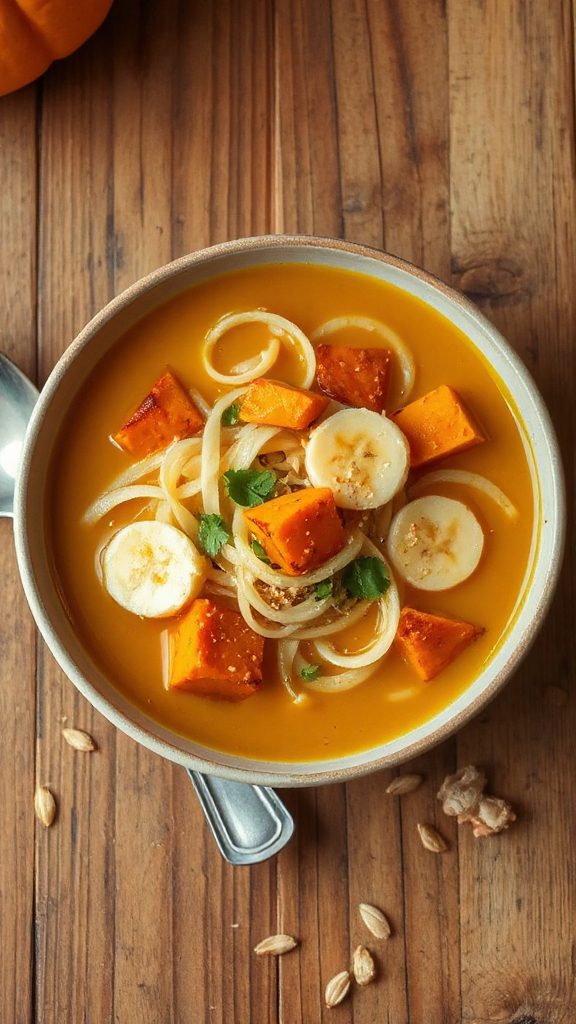 comforting pumpkin noodle soup
