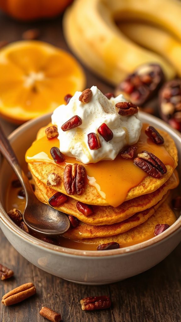 cozy pumpkin pancake bowl