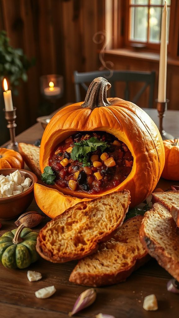 cozy vegetarian halloween chili
