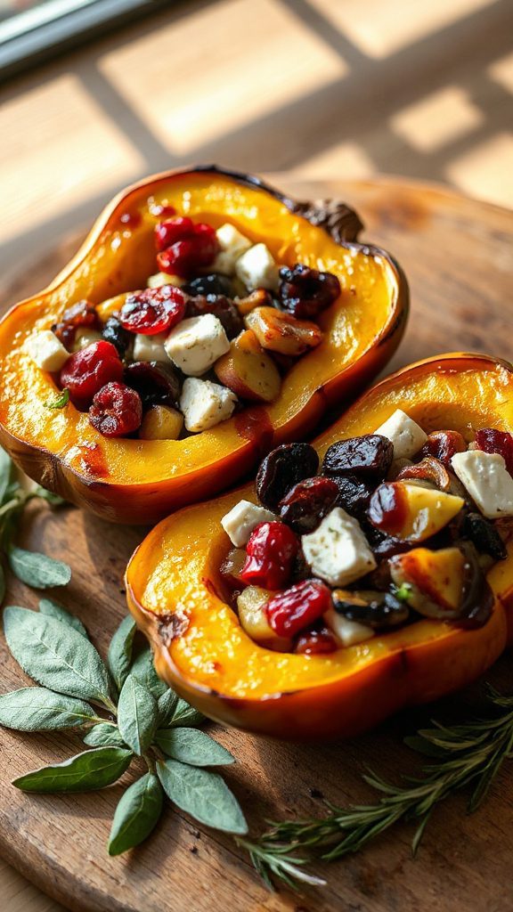 cranberry goat cheese stuffed squash