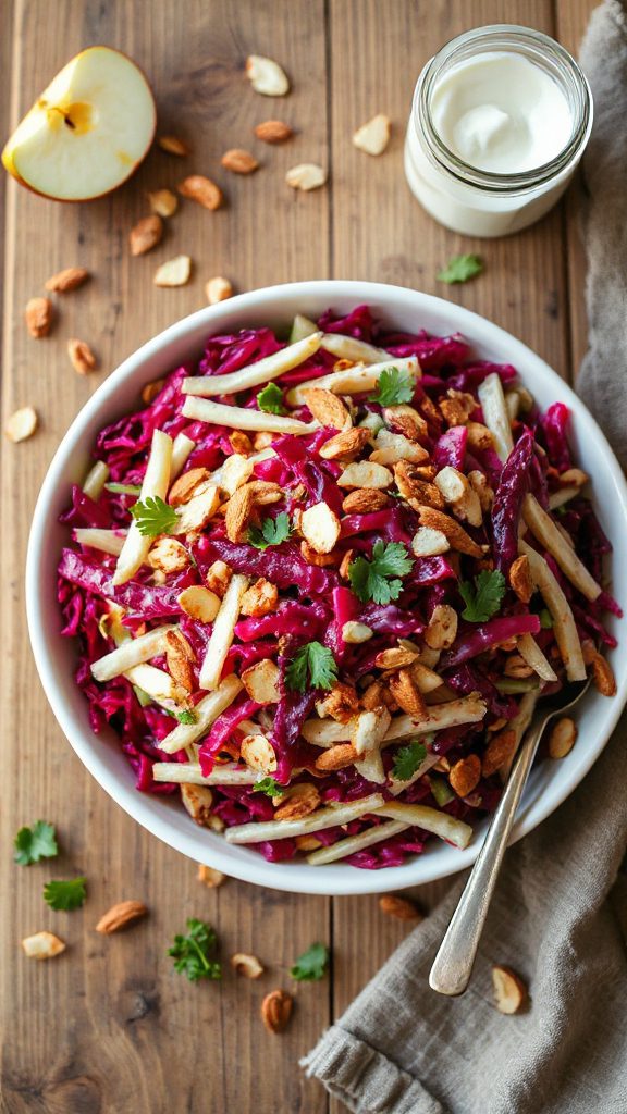 creamy apple beetroot slaw