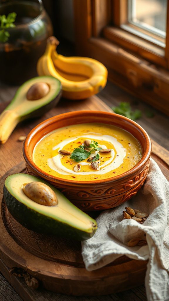 creamy avocado pumpkin soup