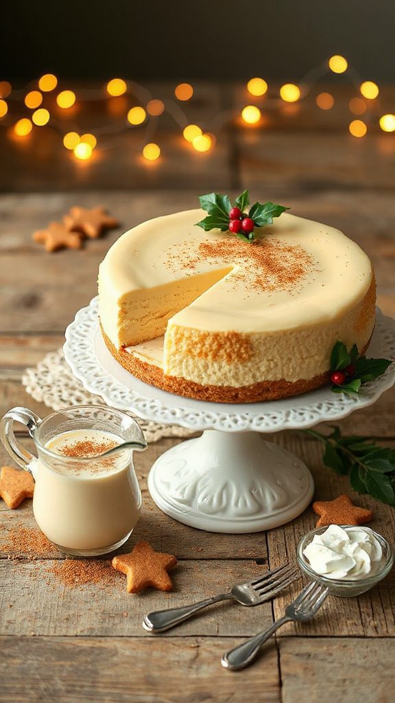 creamy eggnog cheesecake delight