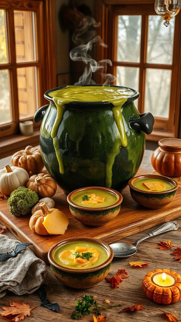 creamy halloween broccoli cheddar soup