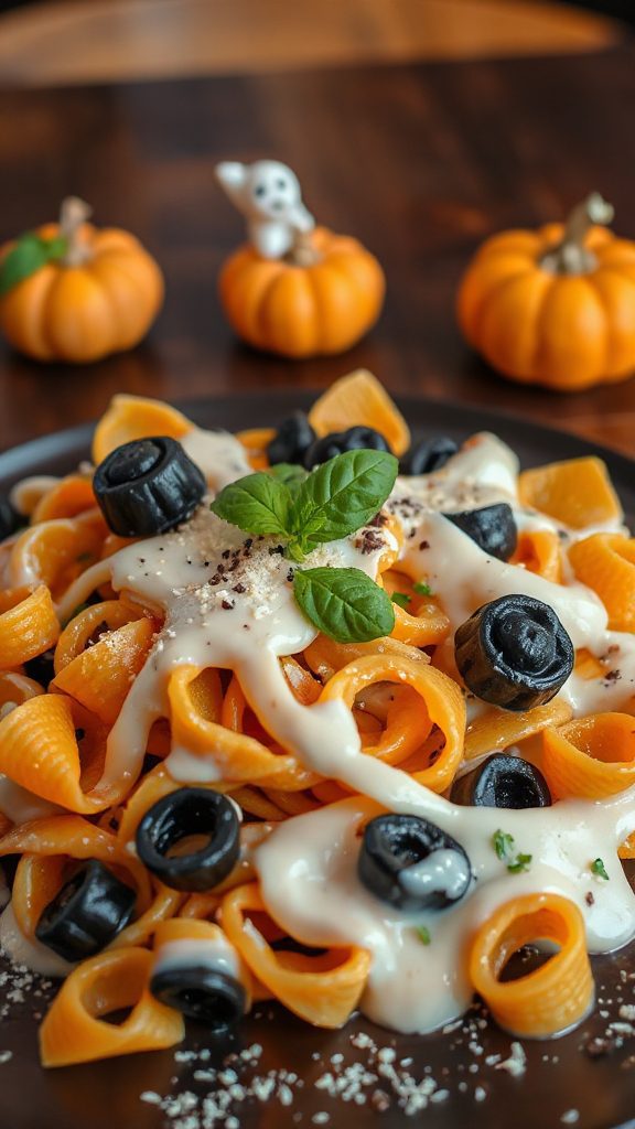 creamy halloween pasta dish