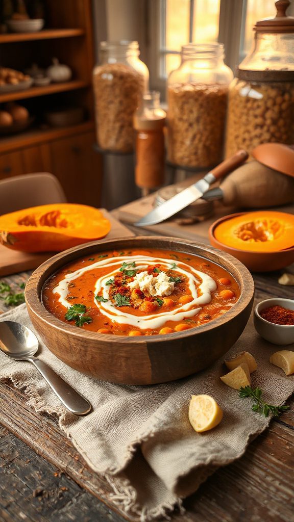 creamy harissa pumpkin soup