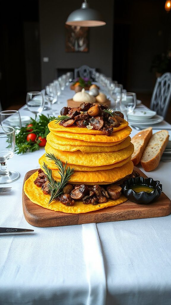 creamy polenta mushroom lasagna
