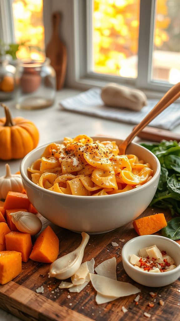 creamy pumpkin alfredo pasta