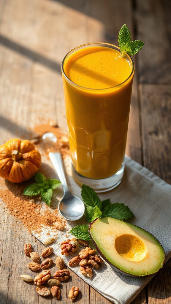 creamy pumpkin avocado smoothie
