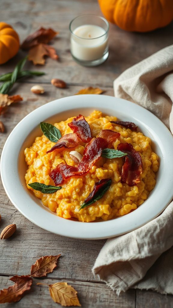 creamy pumpkin bacon risotto