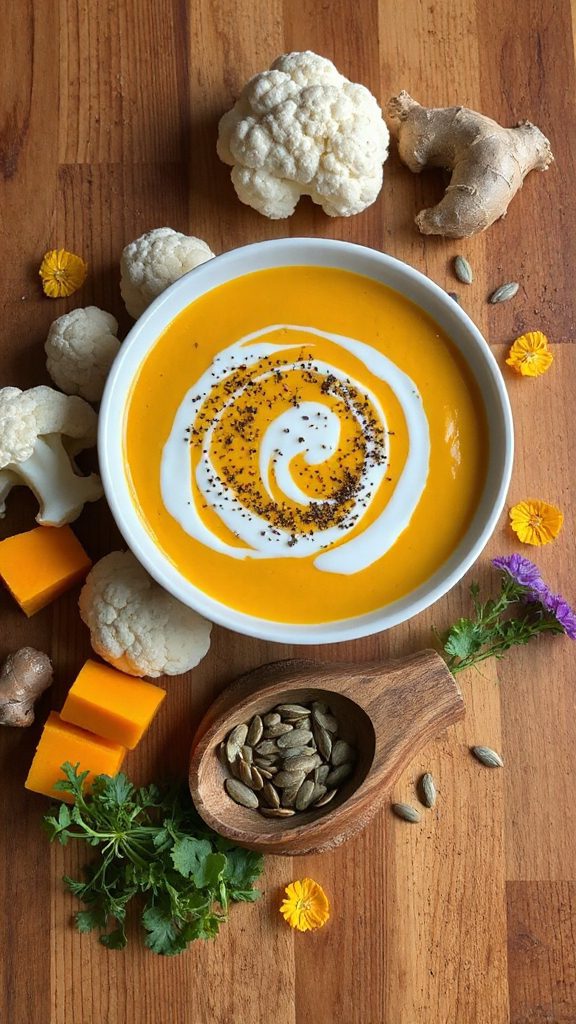creamy pumpkin cauliflower soup