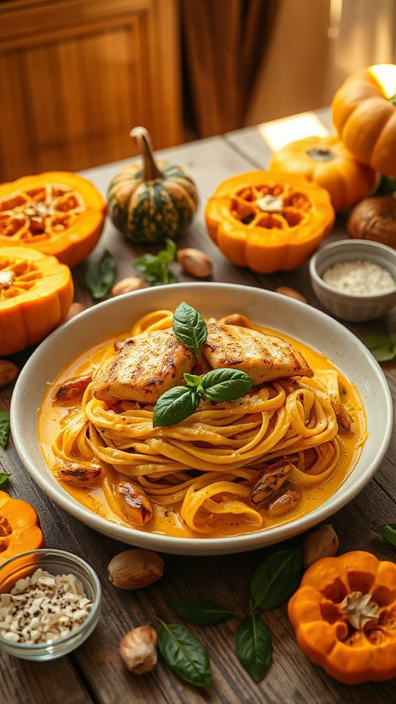 creamy pumpkin chicken pasta