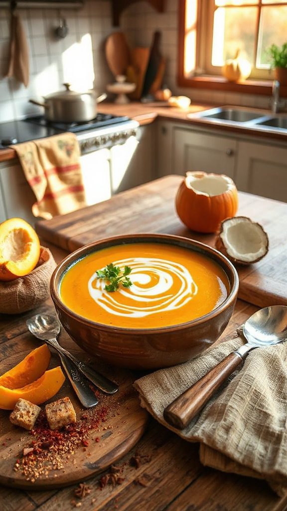 creamy pumpkin coconut soup