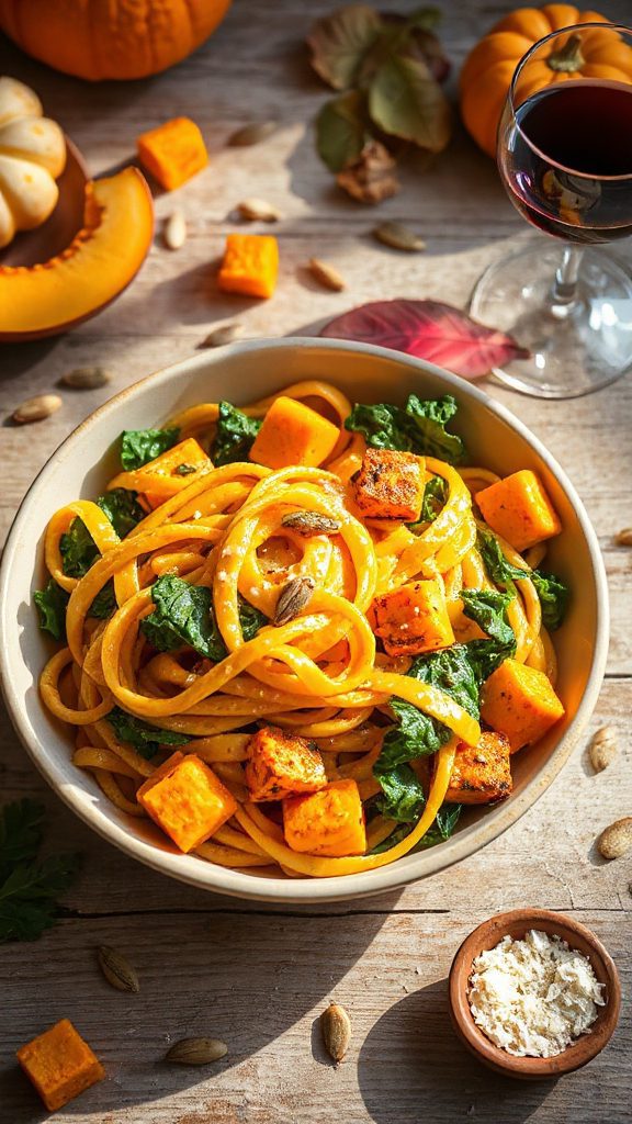 creamy pumpkin kale pasta