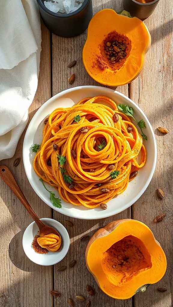 creamy pumpkin lentil pasta