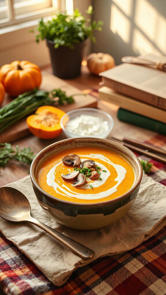 creamy pumpkin mushroom soup
