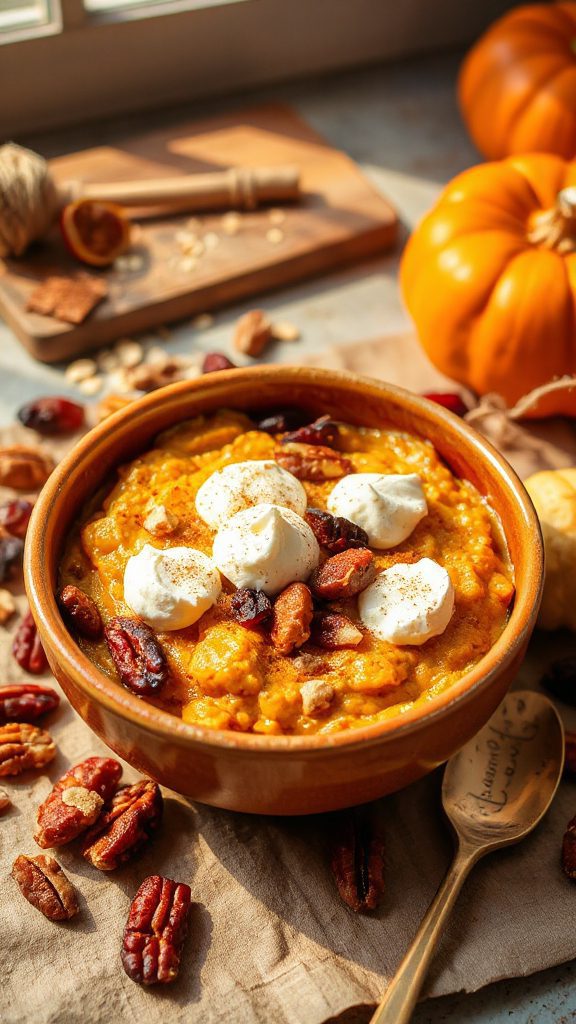 creamy pumpkin oatmeal bowl