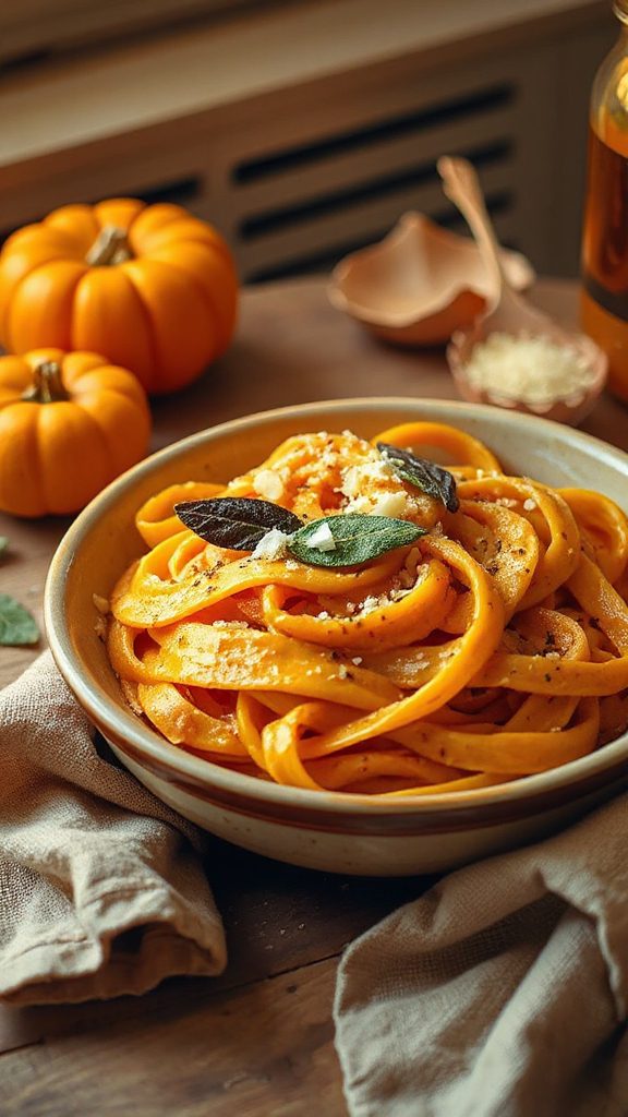 creamy pumpkin sage fettuccine