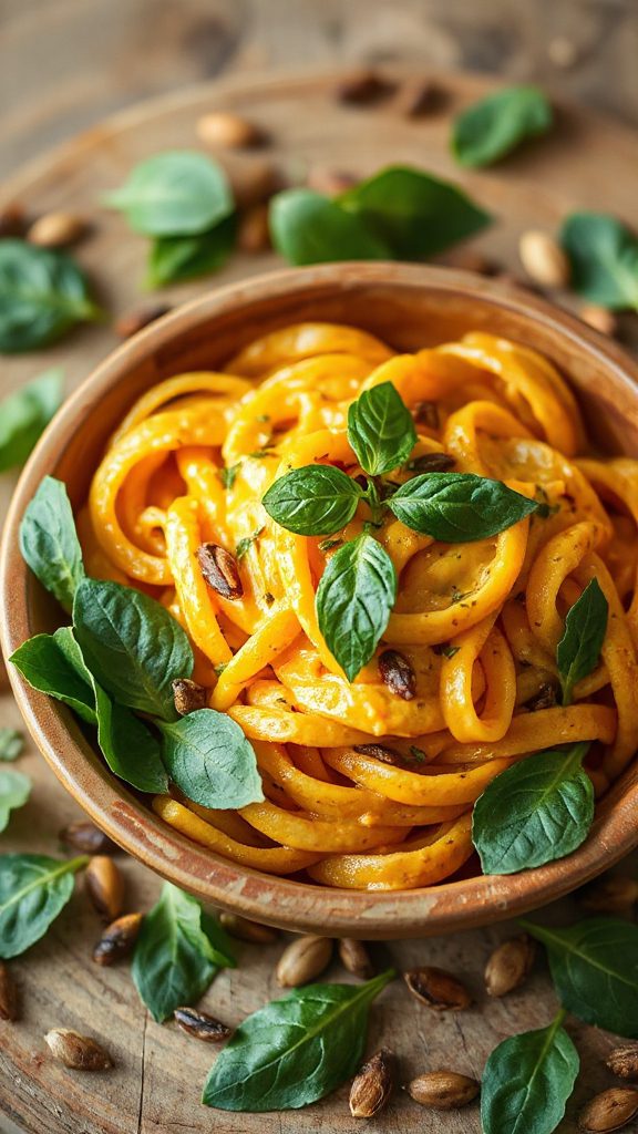 creamy pumpkin spinach pasta