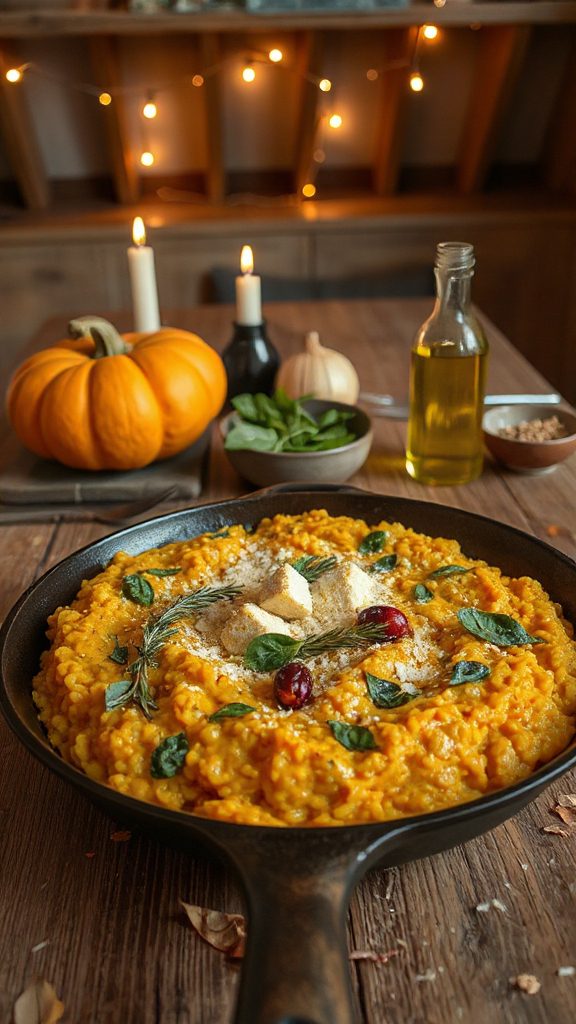 creamy pumpkin spinach risotto