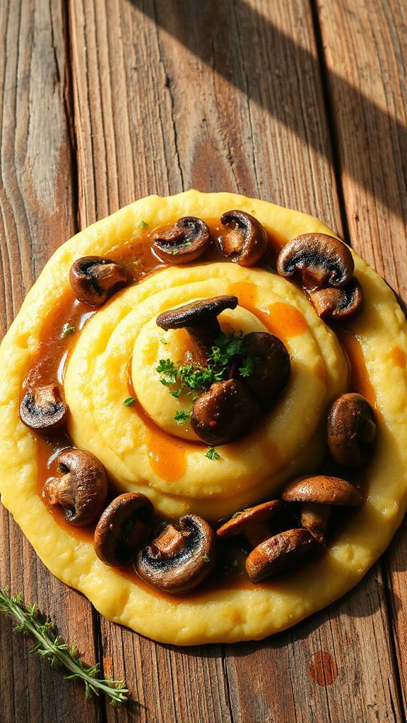creamy vegan polenta stroganoff