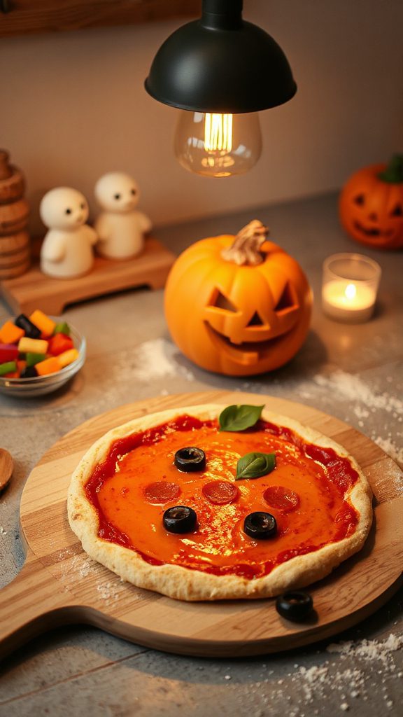 creative halloween pumpkin pizzas