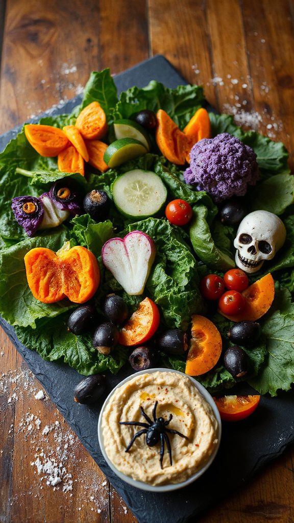 creative halloween veggie display