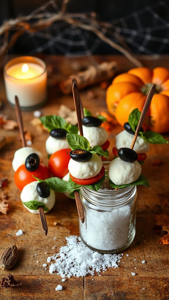 creepy caprese eyeball skewers