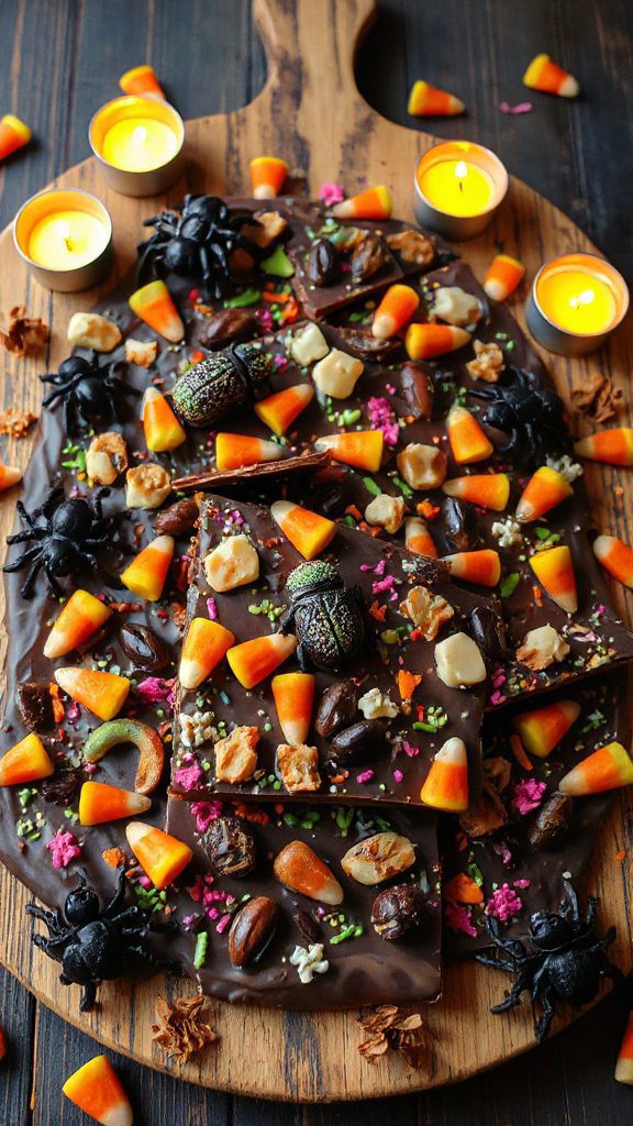 creepy crawly chocolate bark