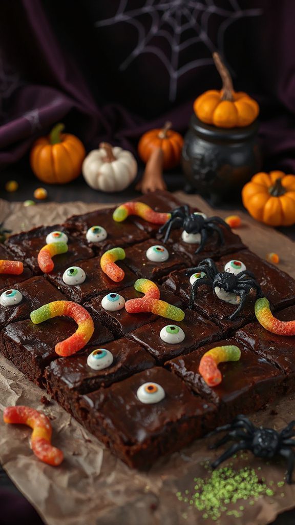 creepy crawly halloween brownies