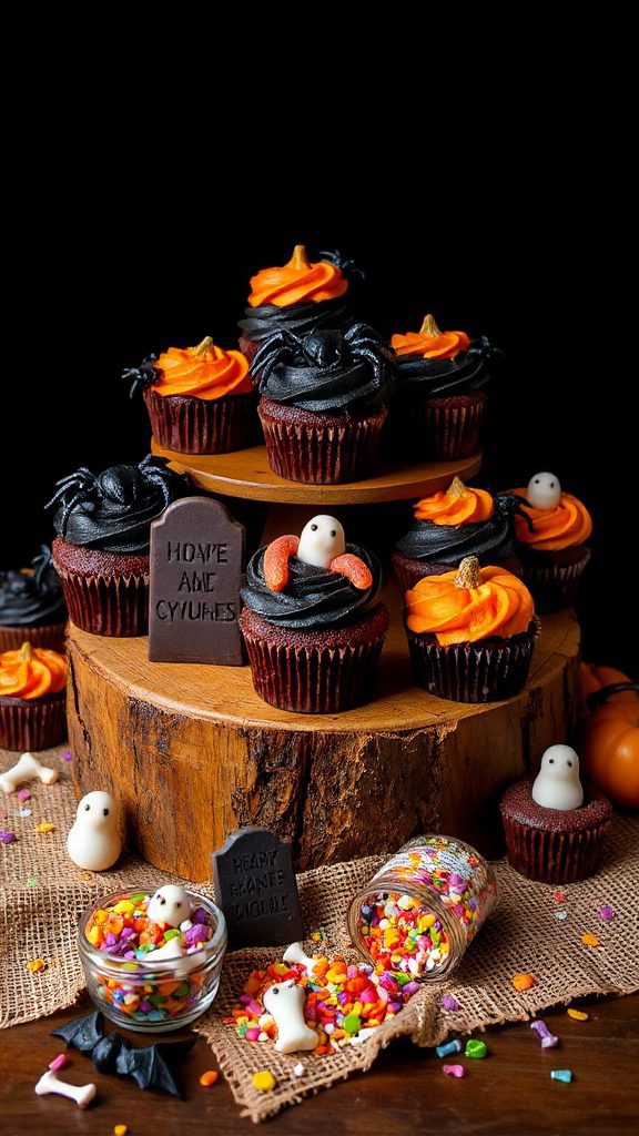 creepy crawly halloween cupcakes
