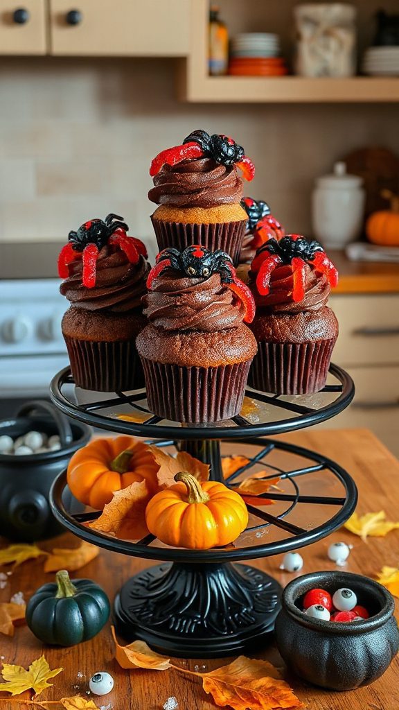 creepy crawly halloween cupcakes