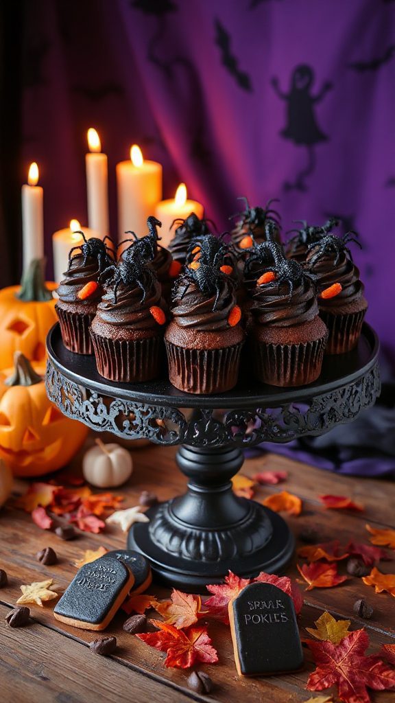 creepy crawly halloween cupcakes