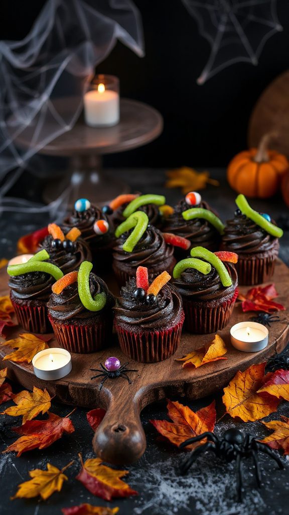 creepy crawly halloween cupcakes