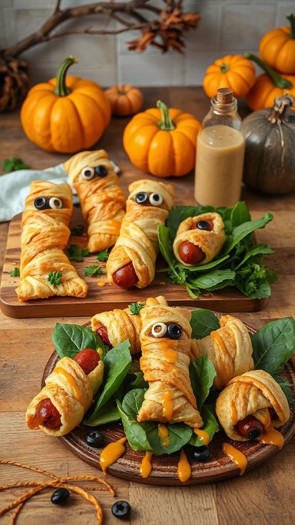 creepy crawly mummy hot dogs