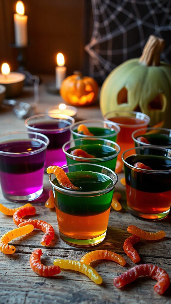 creepy gummy worm jello shots