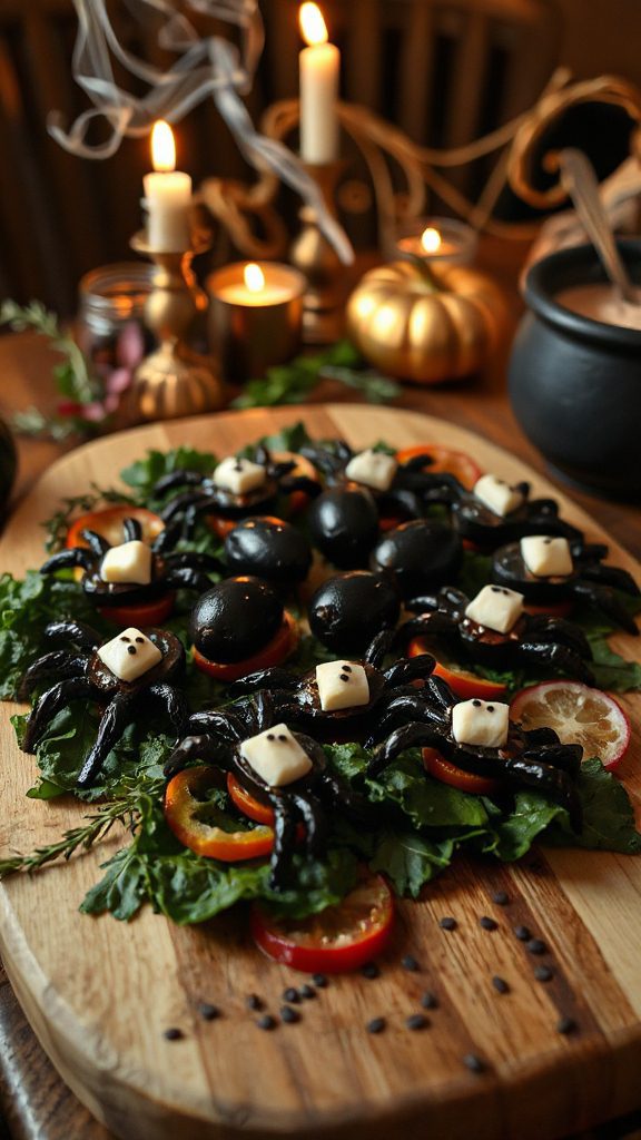 creepy halloween cheese spiders