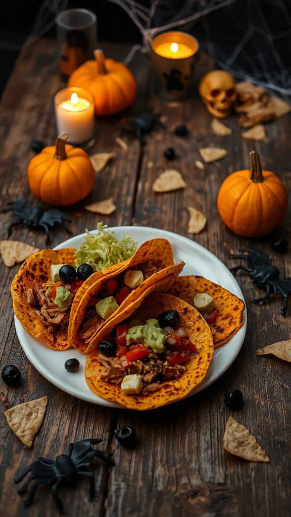 creepy halloween chicken tacos