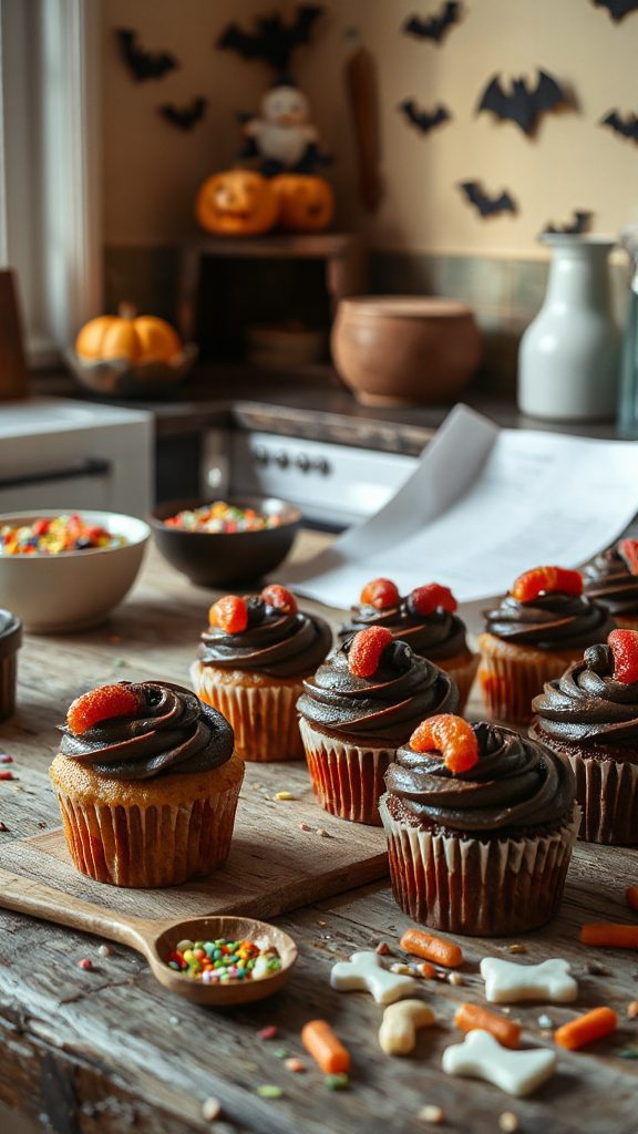 creepy halloween chocolate cupcakes