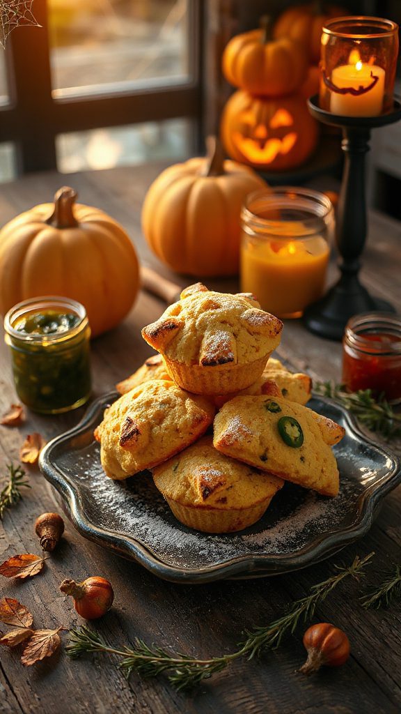 creepy halloween cornbread muffins