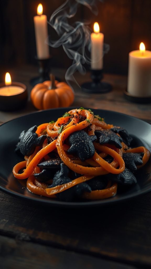 creepy halloween inspired pasta dish