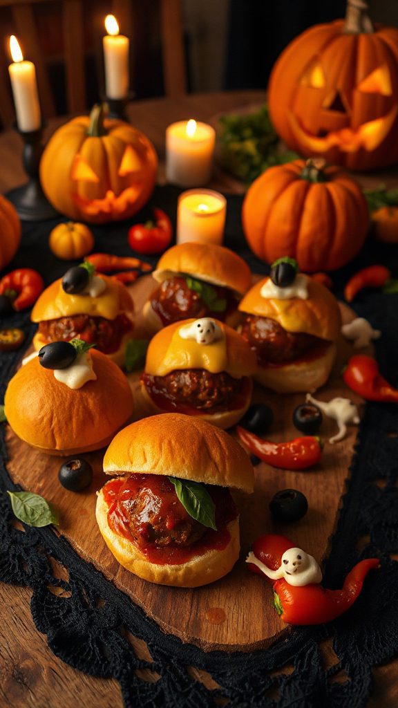 creepy halloween meatball sliders