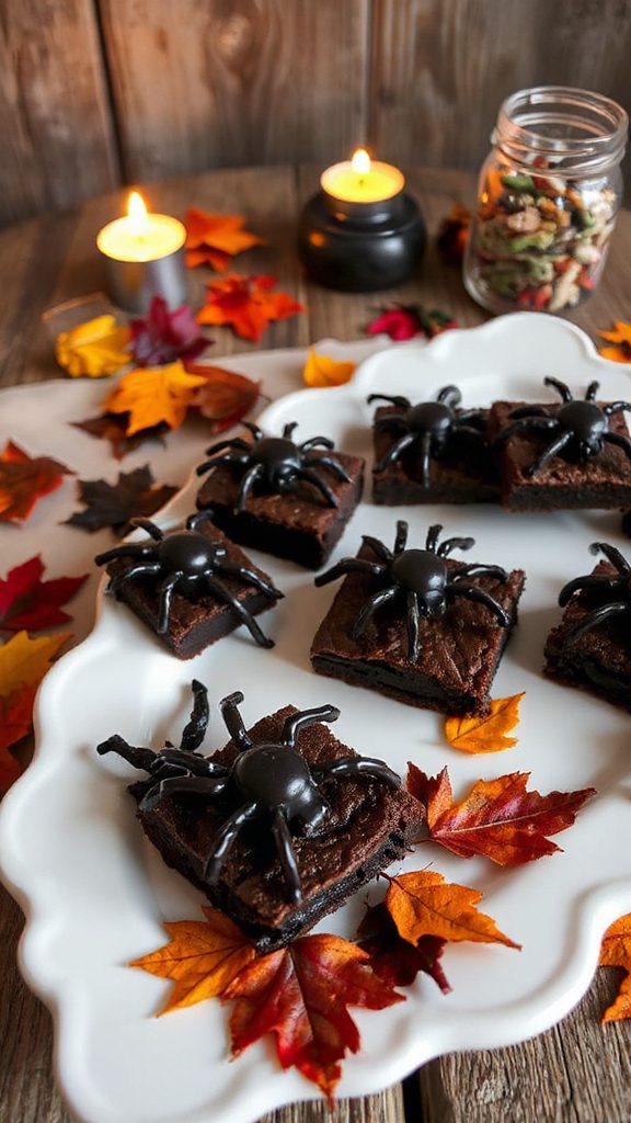 creepy halloween spider brownies