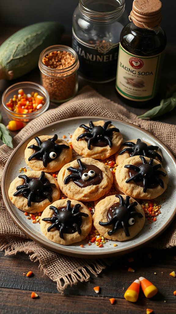creepy halloween spider cookies