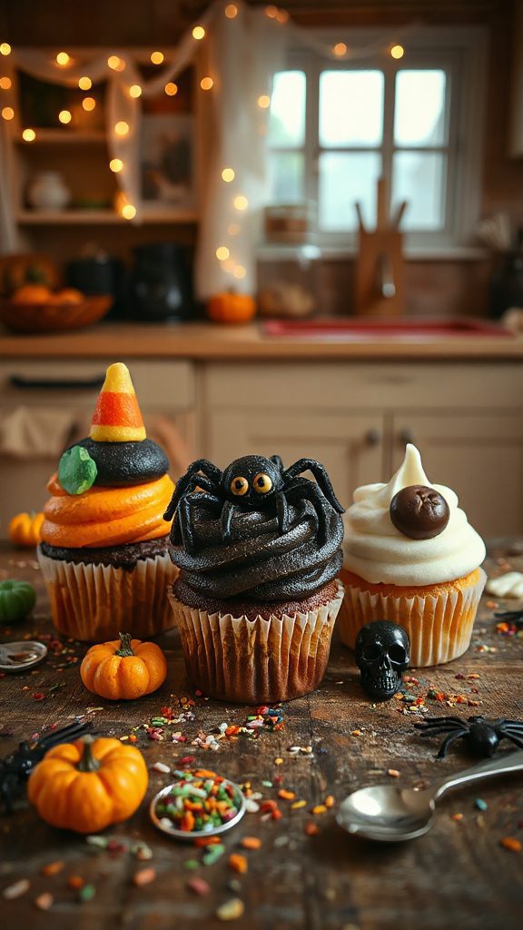 creepy halloween themed cupcakes decoration