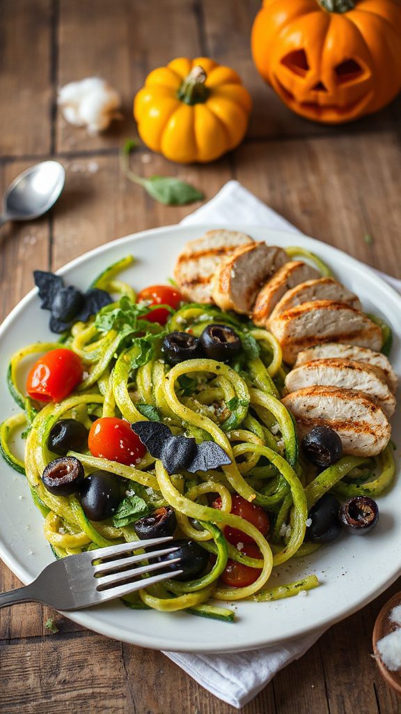 creepy halloween zucchini noodles