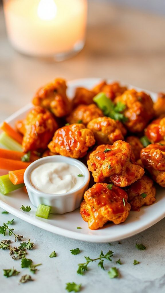 crispy buffalo cauliflower bites